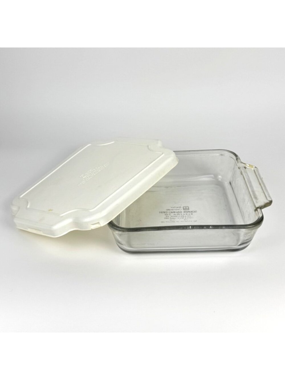 Anchor Ovenware 8"x8" 2-Qt. Glass Baking Dish with Matching White Plastic Lid